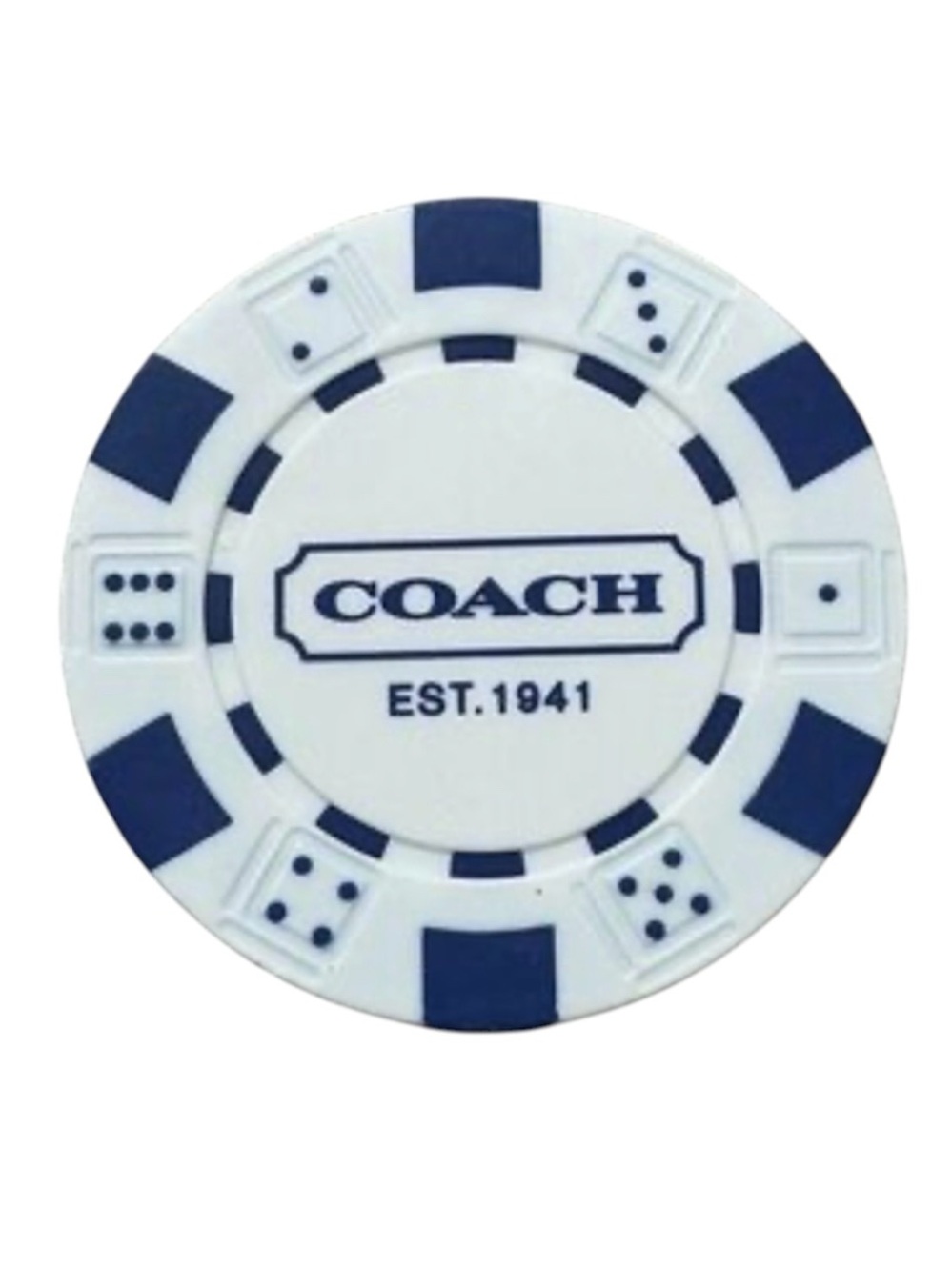 COACH White & Blue Poker Chip *Collectible*